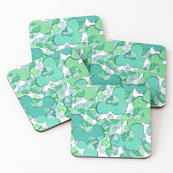 Item preview, Abstract flowers, Turquoise on a white background designed and sold by Alex  Blud.