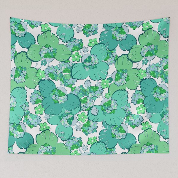 Item preview, Abstract flowers, Turquoise on a white background designed and sold by Alex  Blud.