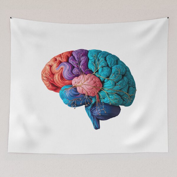 Item preview,  - Digital Brain Artwork Artistic Brain Illustration - Colorful Cognitive Science Art designed and sold by WatermelonPink.