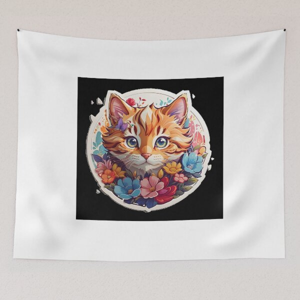Item preview, floral cat designed and sold by eriktartufo.