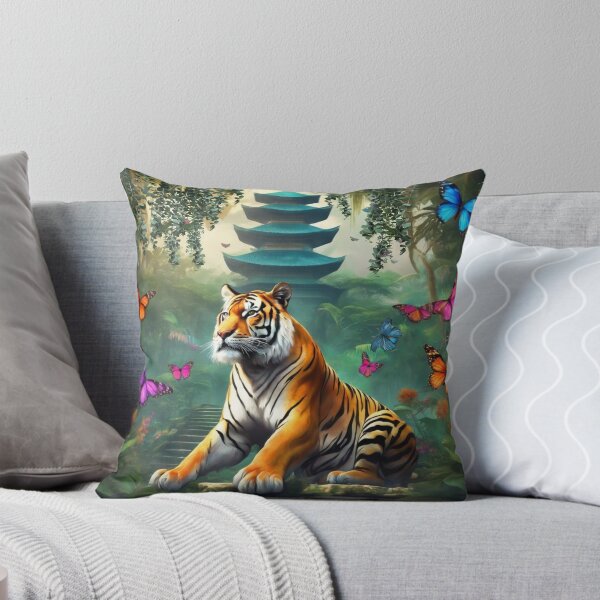 Item preview, Tiger and butterfly, plants, flowers, nature, pagoda, China designed and sold by Sugar Wisdom .