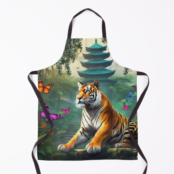 Item preview, Tiger and butterfly, plants, flowers, nature, pagoda, China designed and sold by Sugar Wisdom .
