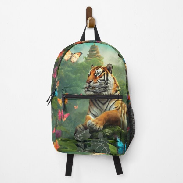 Item preview, Tiger and butterfly, plants, flowers, nature, pagoda, China designed and sold by Sugar Wisdom .