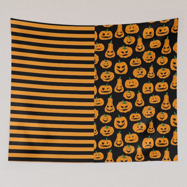 Item preview, Halloween Witch Stripes and Pumpkins Patterned designed and sold by HotHibiscus.