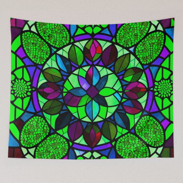 Item preview, Emerald Harmony: Green Stained Glass Pattern Design designed and sold by GrizzlyCollective.