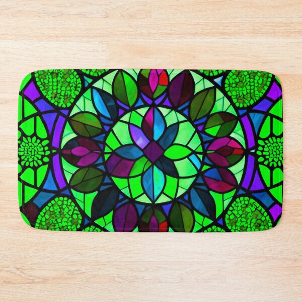 Item preview, Emerald Harmony: Green Stained Glass Pattern Design designed and sold by GrizzlyCollective.