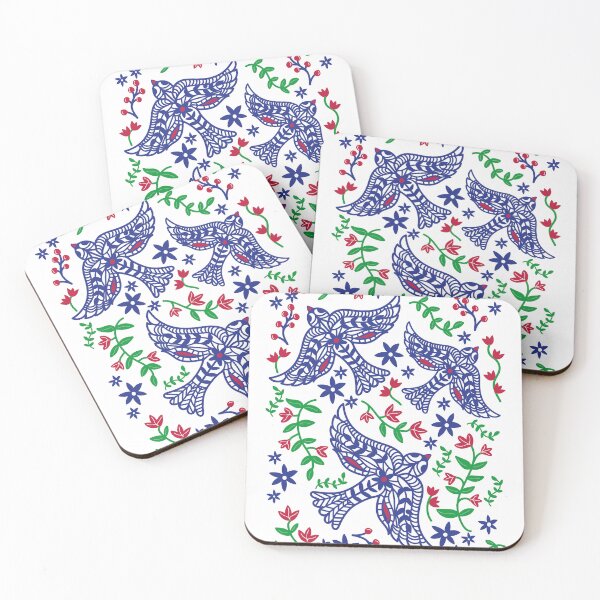 Item preview, Nordic Birds in Flight White Background designed and sold by Stacey Young.