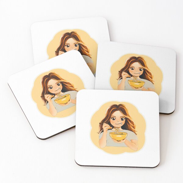 Item preview, Hungry cute girl eating spaghetti designed and sold by Kat-D-Art.