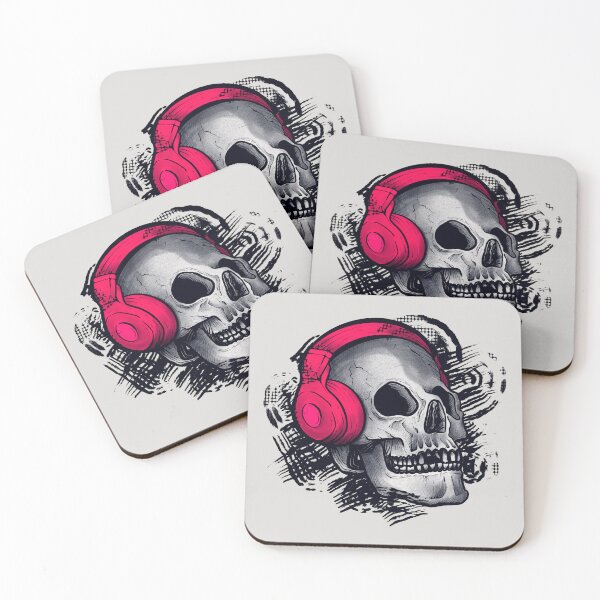 Item preview, A skull wearing red headphones designed and sold by Rômulo Queiroz.