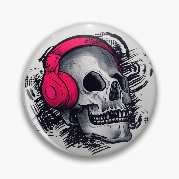 Item preview, A skull wearing red headphones designed and sold by Rômulo Queiroz.