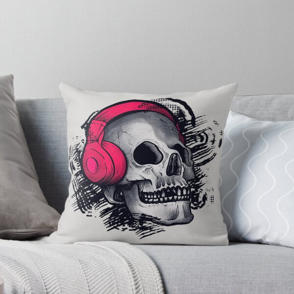 Item preview, A skull wearing red headphones designed and sold by Rômulo Queiroz.
