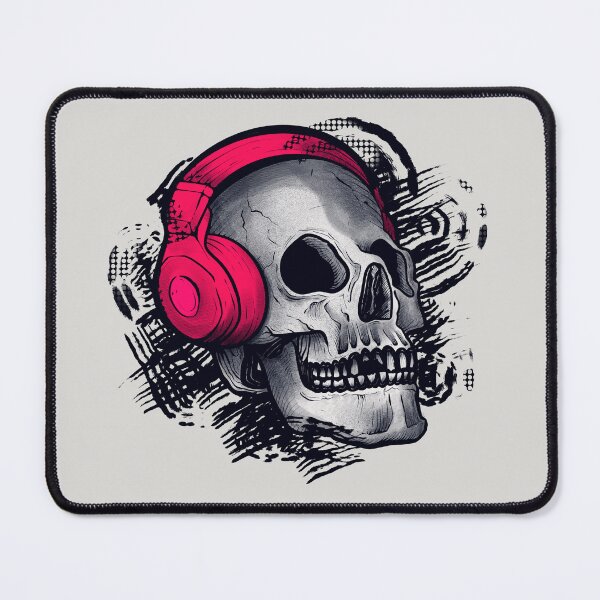 Item preview, A skull wearing red headphones designed and sold by Rômulo Queiroz.