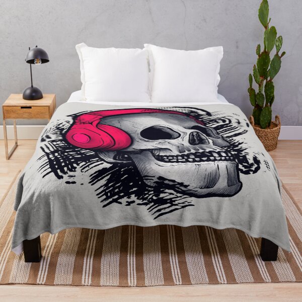 Item preview, A skull wearing red headphones designed and sold by Rômulo Queiroz.