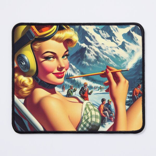Artikelvorschau, Vintage Snowboard Pin-up entworfen und verkauft von PulpVintage.