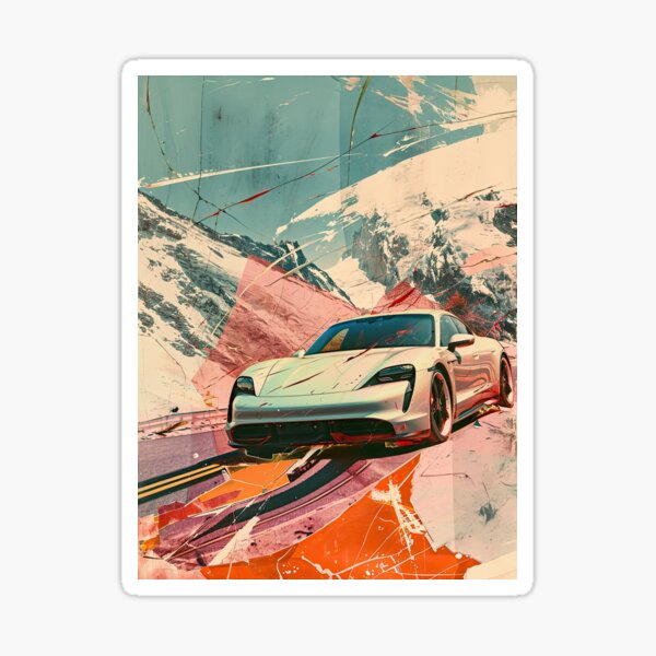 Item preview, taycan Experimental Analog Collages designed and sold by Trendy Sticker & Merch Collection - Express Yourself.