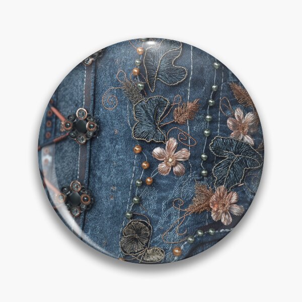 Item preview, Jeans corset texture with embroidered flowers and beads designed and sold by Fantasyplus.