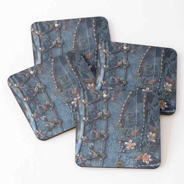 Item preview, Jeans corset texture with embroidered flowers and beads designed and sold by Fantasyplus.