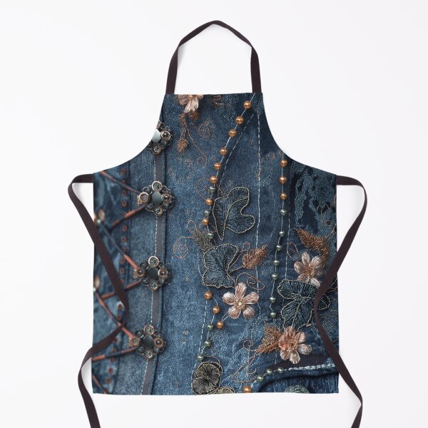 Item preview, Jeans corset texture with embroidered flowers and beads designed and sold by Fantasyplus.