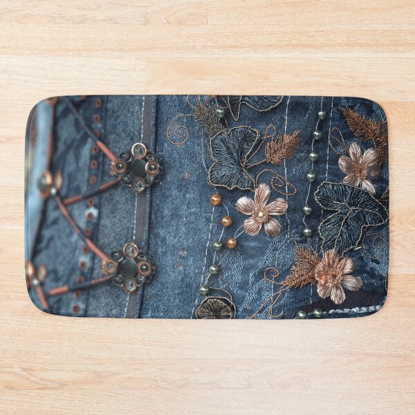 Item preview, Jeans corset texture with embroidered flowers and beads designed and sold by Fantasyplus.