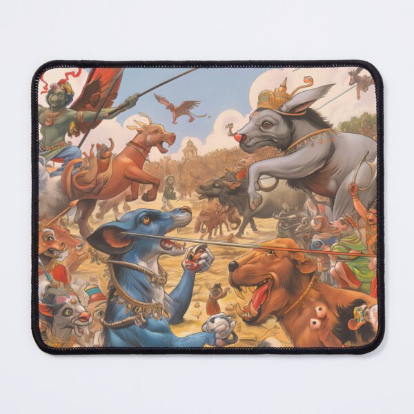Item preview, Surreal Hindu Cartoon Battle Scene - generative outsider art designed and sold by deepglitchart.