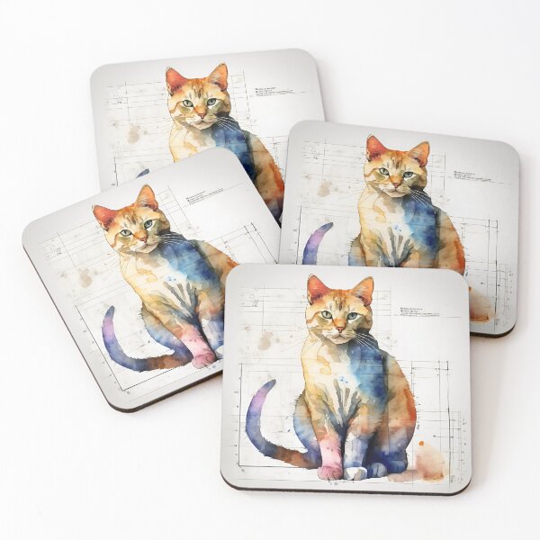 Item preview, Whimsical Feline Blueprint designed and sold by MiszungART.