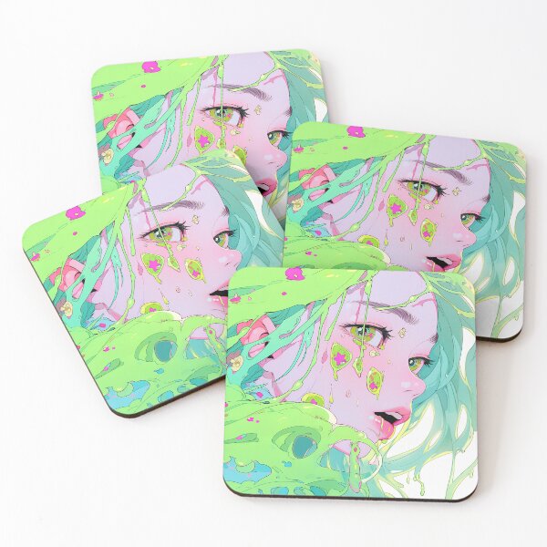 Item preview, Surreal Green Pastel Slime Anime Girl designed and sold by bubblegoth.
