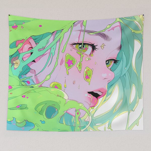 Item preview, Surreal Green Pastel Slime Anime Girl designed and sold by bubblegoth.
