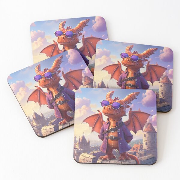 Item preview, Illustration of a cute dragon with sunglasses in the middle ages designed and sold by Hakubiya.
