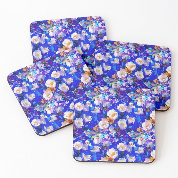 Item preview, White Flowers on Cobalt Blue designed and sold by Dana Roper.