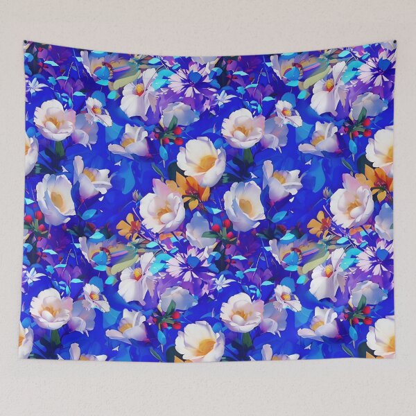 Item preview, White Flowers on Cobalt Blue designed and sold by Dana Roper.