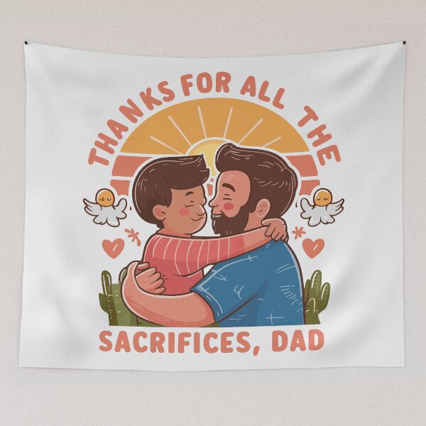 Item preview, Thanks for All the Sacrifices Dad - Father and Child Scene Heartwarming Father's Day Illustration! designed and sold by HahaHandlesHub.