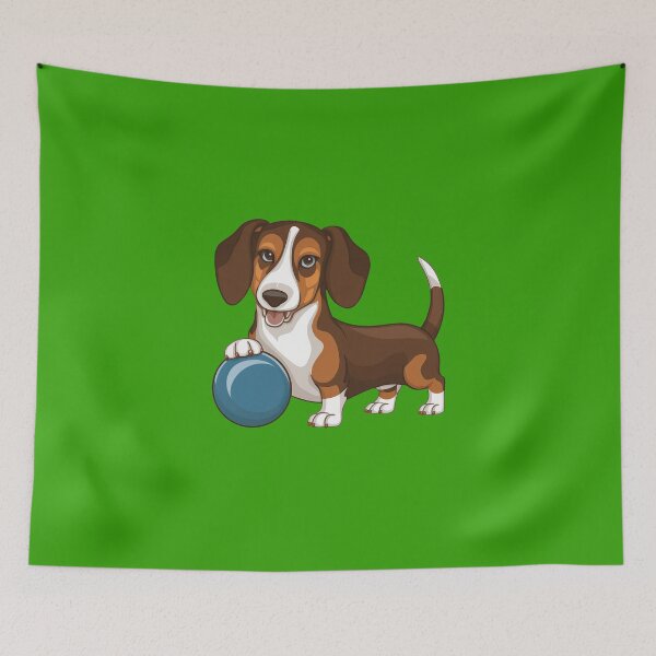 Item preview, Dark Brown And White Drever Playing With A Ball designed and sold by MGRcompany.