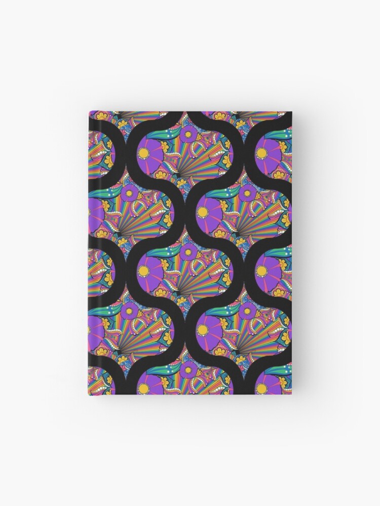 Journal, French Country Florals Tangle Psychedelic Rainbow Retro Ogee designed and sold by Triplicate Limited