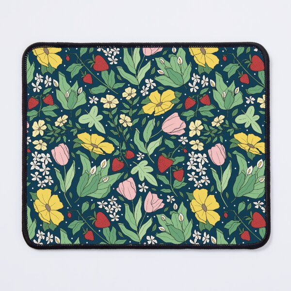 Item preview, Flowers & Strawberries- Dark Blue designed and sold by sustainablyjill.