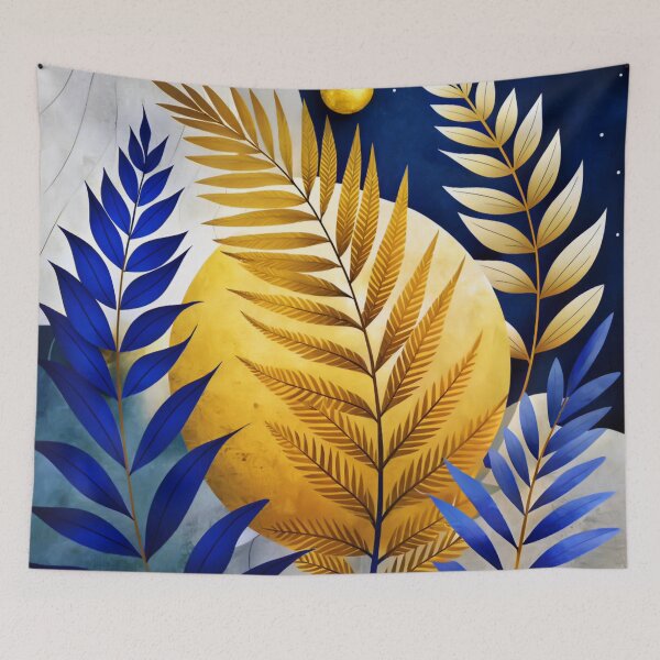Item preview, Blue And Yellow Gold Leaf Abstract designed and sold by Bunmigraphics .