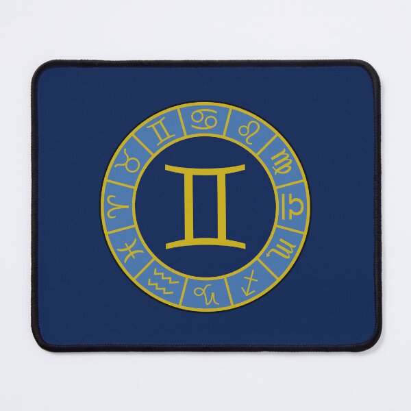 Item preview, Gemini Zodiac Wheel+Astrology Symbols Gold+Blues designed and sold by NataliePaskell.
