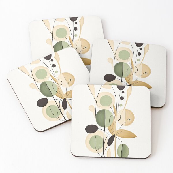 Item preview, Abstract botanical illustration featuring earthy toned circles and organic shapes designed and sold by Jerhus.