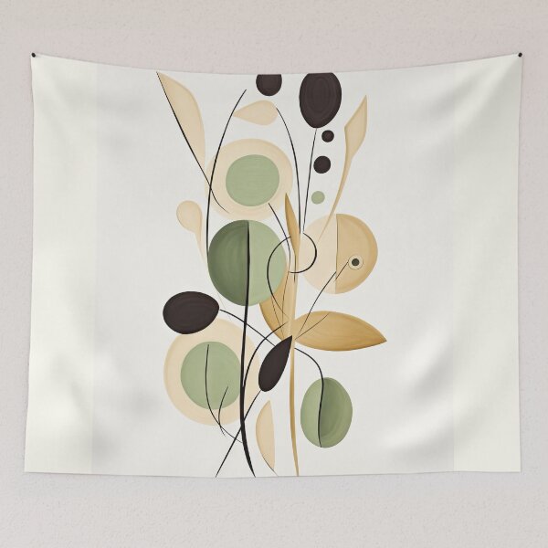 Item preview, Abstract botanical illustration featuring earthy toned circles and organic shapes designed and sold by Jerhus.