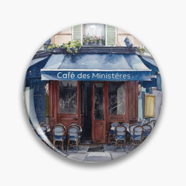 Item preview, “Café des Ministéres”  | Watercolor Painting of a Charming Café de Paris. By Carraann designed and sold by CARRAANN.