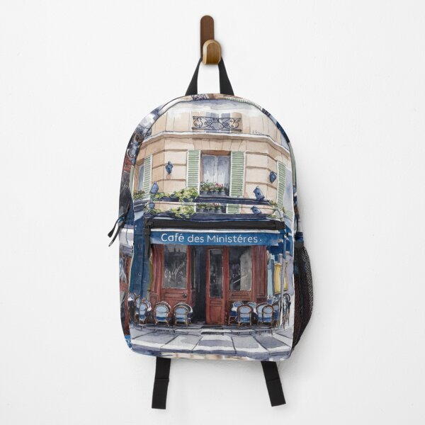 Item preview, “Café des Ministéres”  | Watercolor Painting of a Charming Café de Paris. By Carraann designed and sold by CARRAANN.
