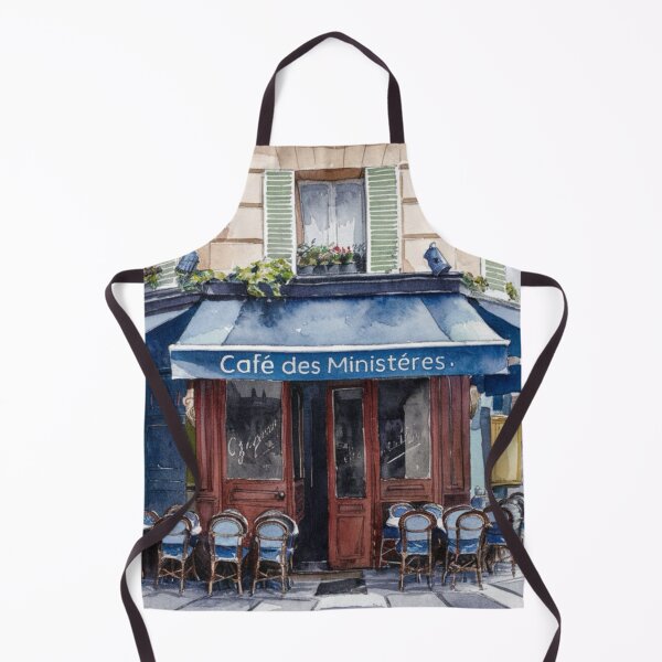Item preview, “Café des Ministéres”  | Watercolor Painting of a Charming Café de Paris. By Carraann designed and sold by CARRAANN.