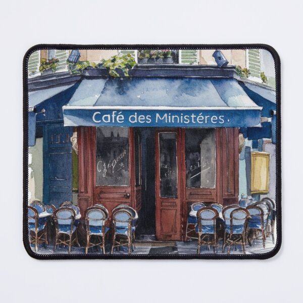 Item preview, “Café des Ministéres” | Watercolor Painting of a Charming Café de Paris. By Carraann designed and sold by CARRAANN.