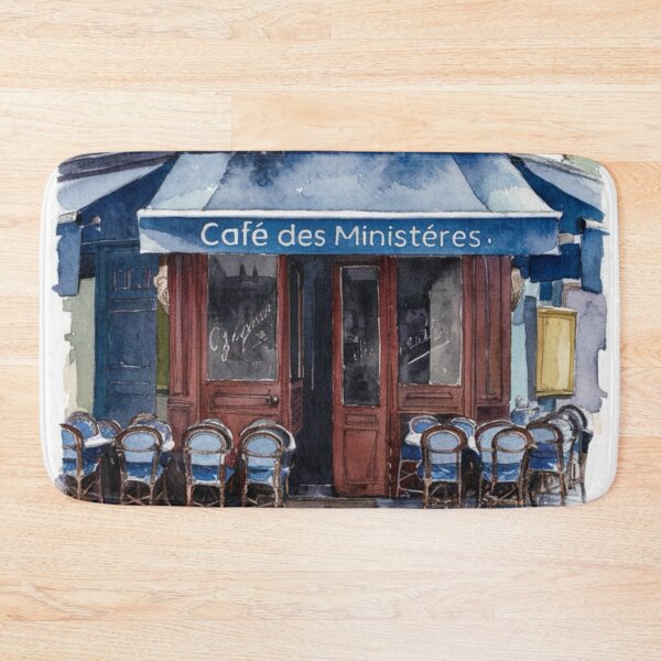 Item preview, “Café des Ministéres”  | Watercolor Painting of a Charming Café de Paris. By Carraann designed and sold by CARRAANN.