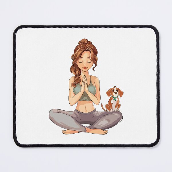 Item preview, Meditating Yoga Girl With Cute dog Sticker designed and sold by VectorVisionary.