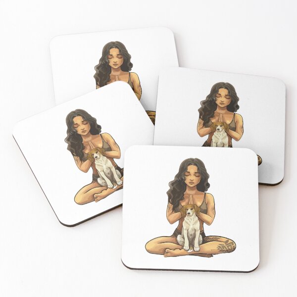 Item preview, Meditating Yoga Girl With Cute dog Sticker designed and sold by VectorVisionary.