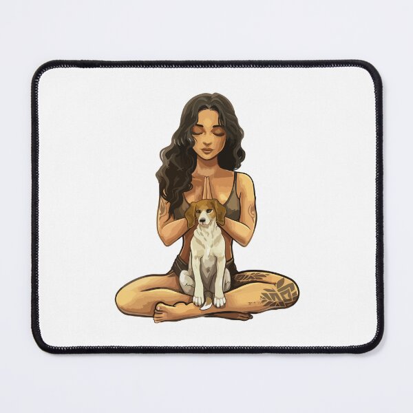 Item preview, Meditating Yoga Girl With Cute dog Sticker designed and sold by VectorVisionary.