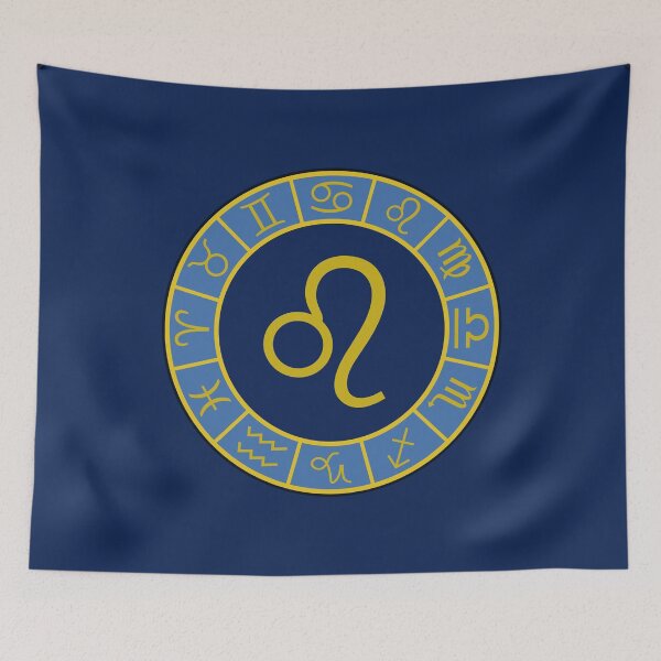 Item preview, Leo Zodiac Wheel+Astrology Symbols Gold+Blues designed and sold by NataliePaskell.