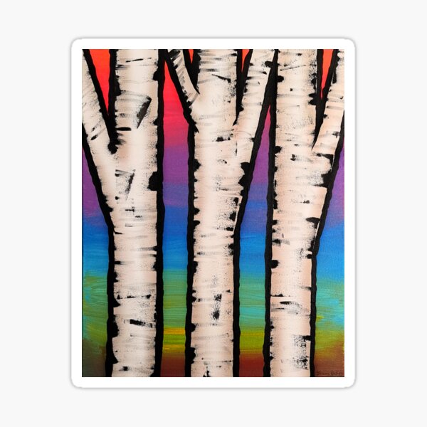 Rainbow Birch Trees Sticker