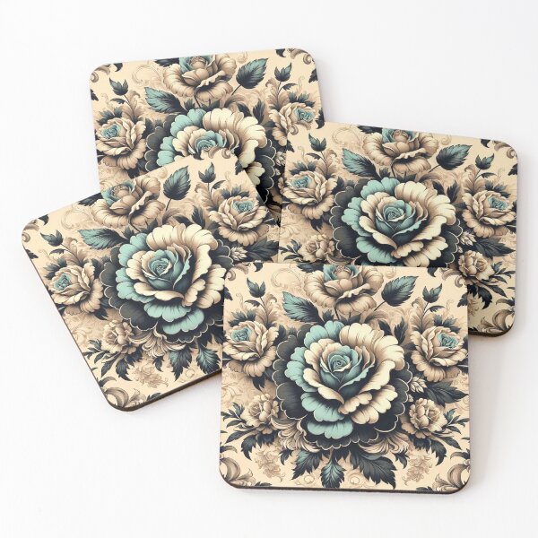 Item preview, Aqua & Tan Damask & Roses designed and sold by DesignsByPrnces.