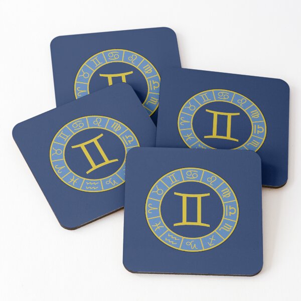 Item preview, Gemini Zodiac Wheel+Astrology Symbols Gold+Blues designed and sold by NataliePaskell.